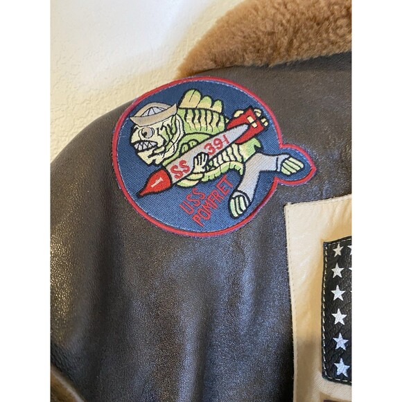 COCKPIT USA NAVY G-1 LEATHER JACKET BROWN MADE IN USA SIZE 3XL - Picture 8 of 11